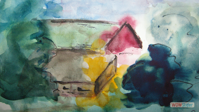 Bauernhof in dithmarschen aquarell